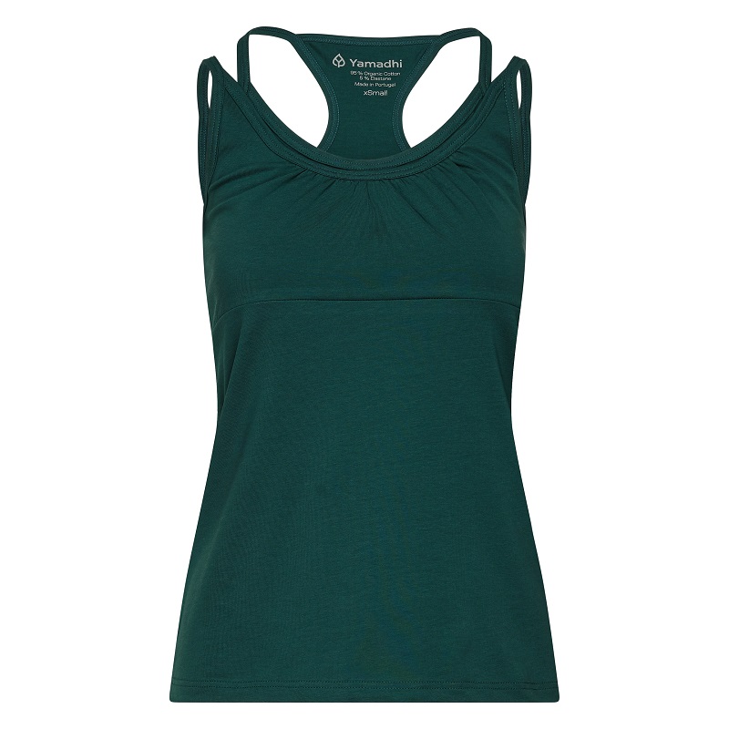 Bodhi Yamadhi Bodhi Yoga Yamadhi Spaghetti Top organikus pamut női top Szín: Dark Green, Méret: S
